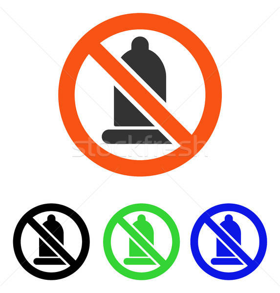 Stock photo: Forbidden Condom Flat Vector Icon