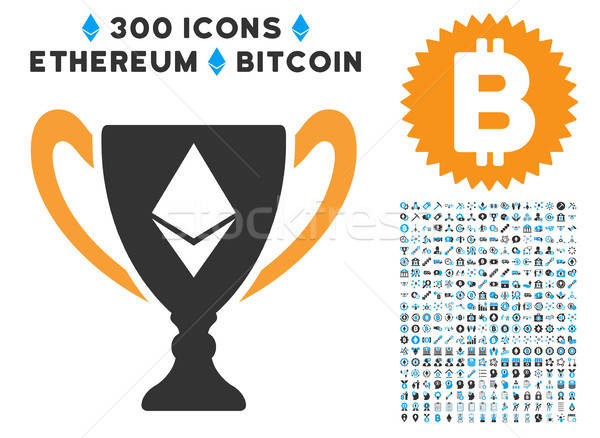 Ethereum Award Cup Flat Icon with Set Stock photo © ahasoft