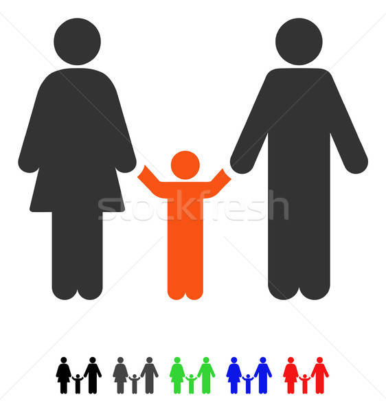 Stock photo: Parents And Child Flat Icon