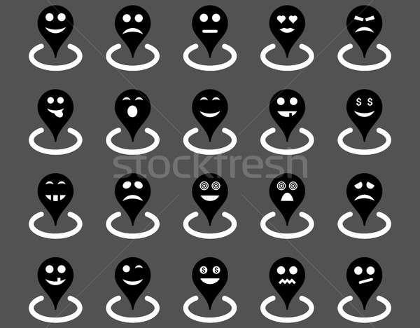 Ubicación iconos establecer estilo blanco negro Foto stock © ahasoft