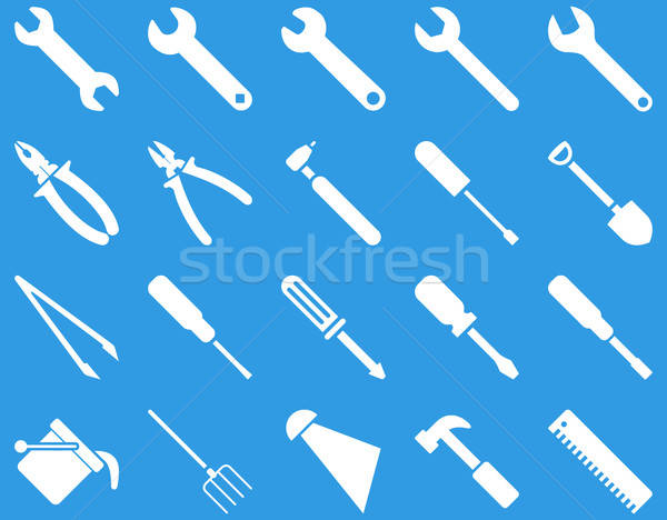 Stockfoto: Uitrusting · tools · iconen · vector · ingesteld · stijl