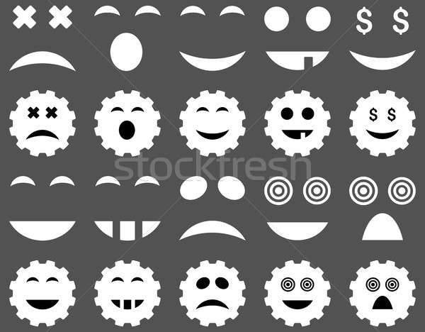 Ferramenta engrenagem sorrir emoção ícones conjunto Foto stock © ahasoft