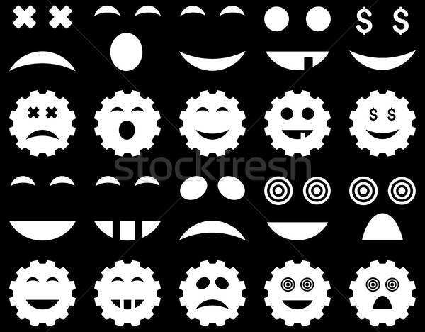 Tool versnelling glimlach emotie iconen vector Stockfoto © ahasoft