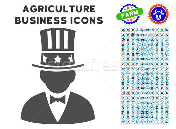 Ikona rolnictwa zestaw szary handlowych piktogram Zdjęcia stock © ahasoft