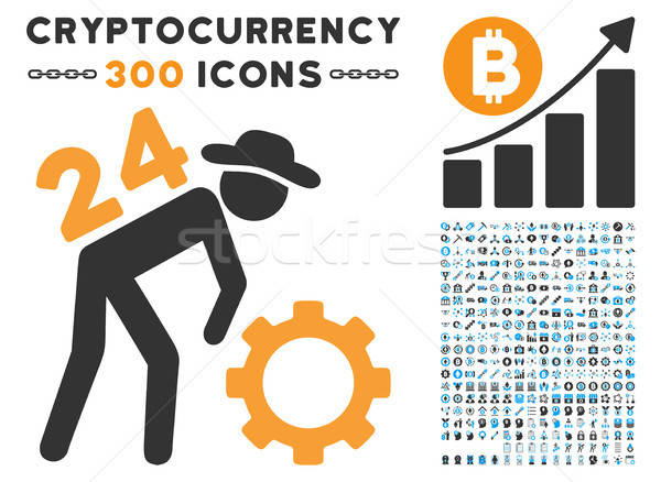 Stockfoto: Werken · persoon · icon · bitcoin · smart
