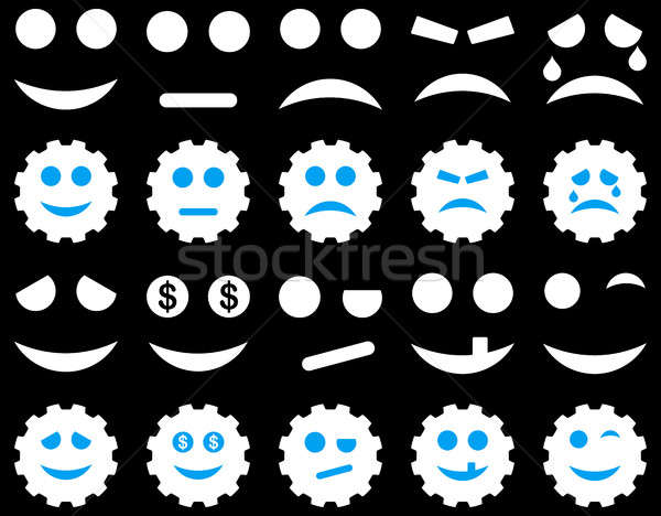 Stockfoto: Tools · versnellingen · glimlacht · iconen · ingesteld