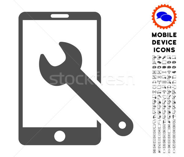 Smartphone Setup Wrench Icon with Set Stock photo © ahasoft