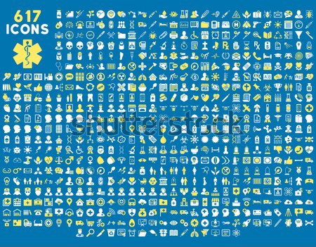 1000 tools, gears, smiles, map markers, mobile icons Stock photo © ahasoft
