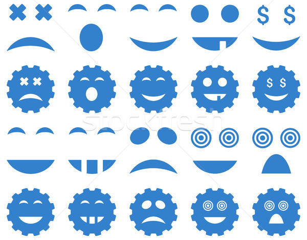 Tool versnelling glimlach emotie iconen vector Stockfoto © ahasoft