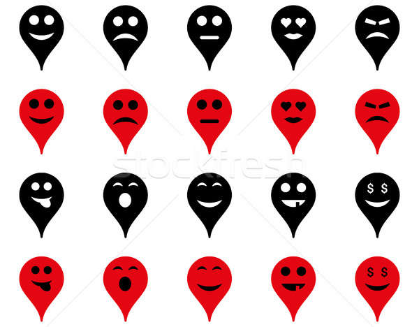 Emoţie hartă marcator icoane set stil Imagine de stoc © ahasoft