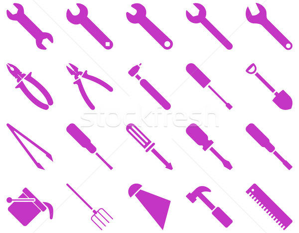 Stockfoto: Uitrusting · tools · iconen · vector · ingesteld · stijl