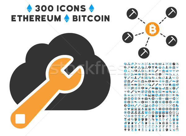 Сток-фото: облаке · опции · икона · коллекция · bitcoin · Smart