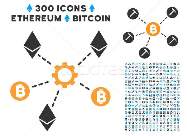 Hálózat ikon gyűjtemény ikon bitcoin okos szerződés Stock fotó © ahasoft