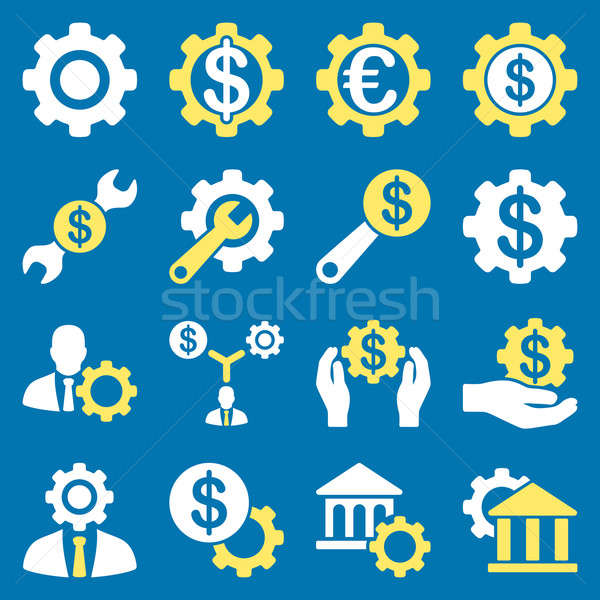 Pénzügyi szerszámok lehetőségek ikon gyűjtemény stílus szimbólumok Stock fotó © ahasoft