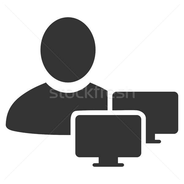 Stockfoto: Computer · beheerder · icon · stijl · grafische · grijs