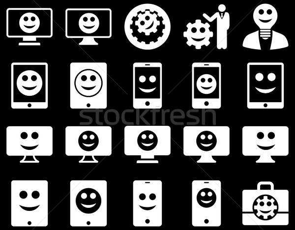 Stock photo: Tools, options, smiles, displays, devices icons