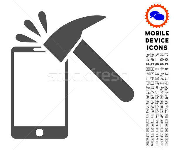 Hammer Break Smartphone Icon with Set Stock photo © ahasoft