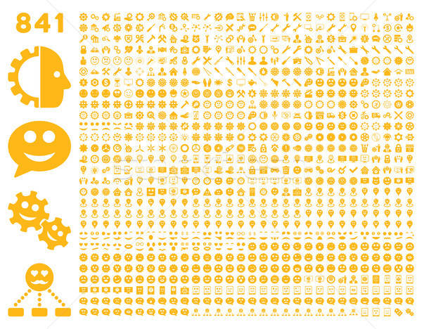 841 smile, gear, tool, map markers, mobile icons Stock photo © ahasoft