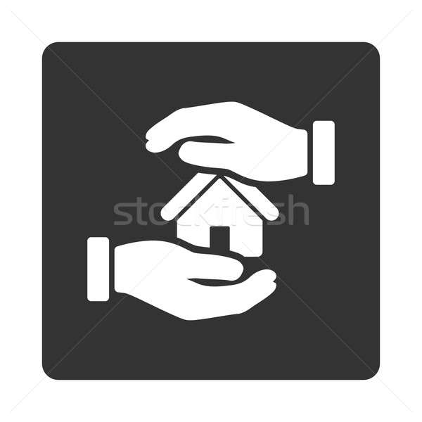 Telek biztosítás ikon stílus fehér szürke Stock fotó © ahasoft