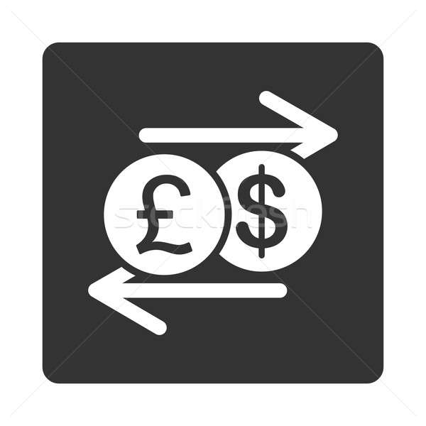 Geld uitwisseling icon vierkante knop witte Stockfoto © ahasoft