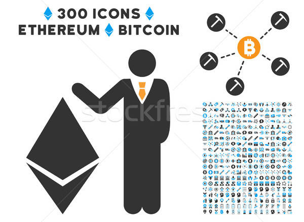 Banquier montrent icône ensemble bitcoin puce Photo stock © ahasoft