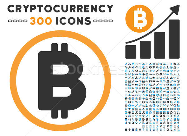 Stock photo: Bitcoin Rounded Flat Icon with Set