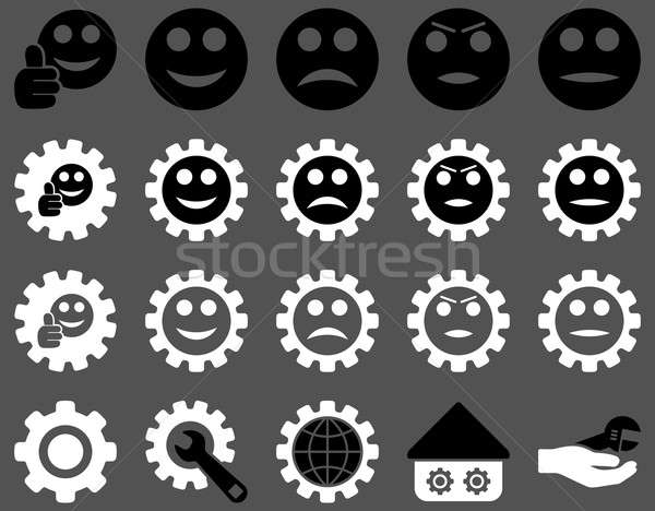 Einstellungen Lächeln Zahnräder Symbole Stil Stock foto © ahasoft