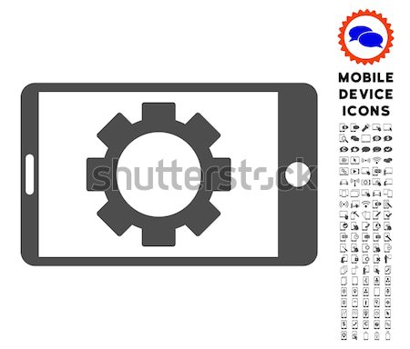 Mobile Settings Gear Flat Raster Icon Stock photo © ahasoft