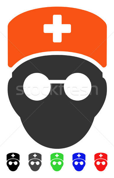 Stockfoto: Medic · hoofd · icon · vector · pictogram · gekleurd