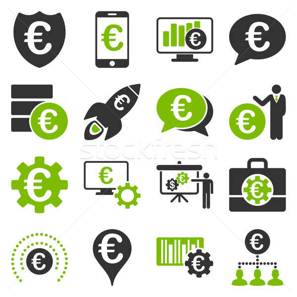 Euro bancaire business dienst tools iconen Stockfoto © ahasoft