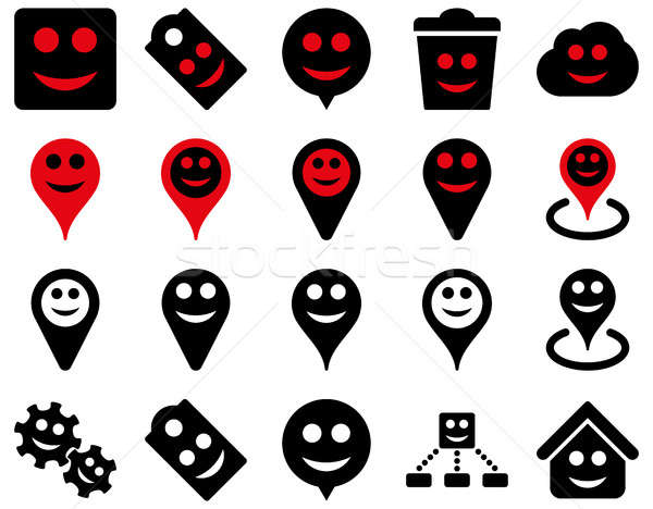 Foto stock: Herramientas · emociones · sonrisas · mapa · iconos · establecer