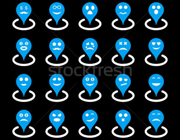 Ubicación iconos establecer estilo azul Foto stock © ahasoft