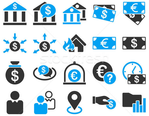 Bank service and trade business icon set. Stock photo © ahasoft