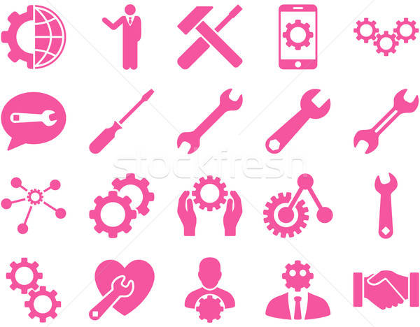 Einstellungen Werkzeuge Symbole Vektor Set Stil Stock foto © ahasoft