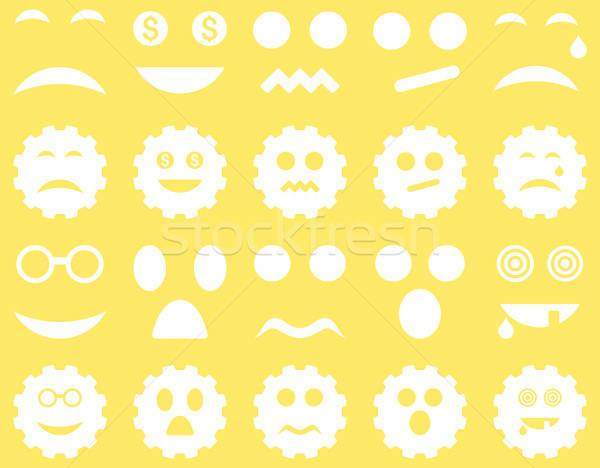 Stock photo: Tool, gear, smile, emotion icons
