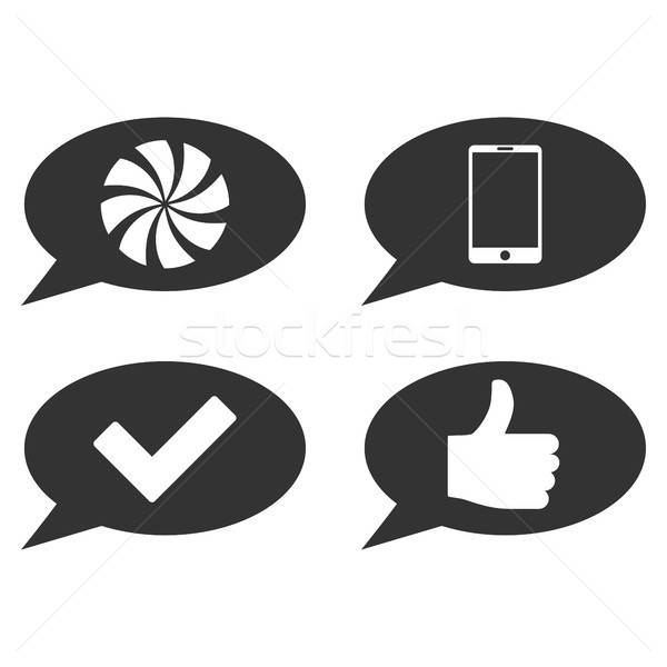 Message Cloud Vector Flat Icon Set Stock photo © ahasoft