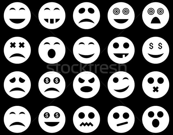 Glimlach emotie iconen ingesteld stijl Stockfoto © ahasoft