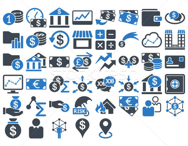 Business iconen Blauw kleuren vector Stockfoto © ahasoft