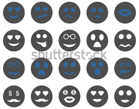 Stock photo: Tools, emotions, smiles, map markers icons