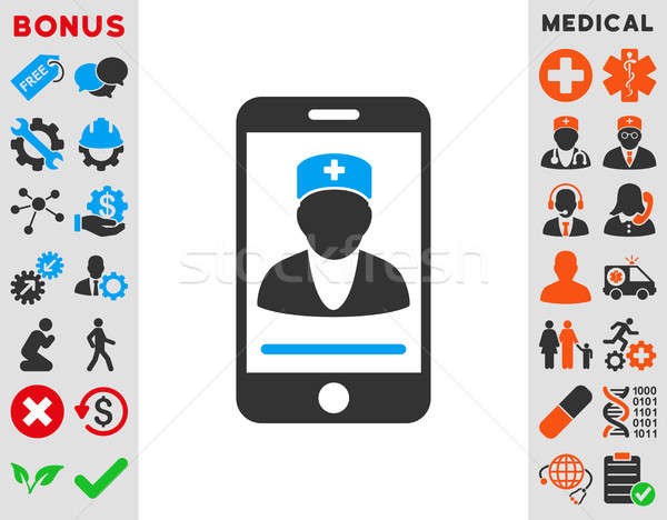Mobiles médecin icône style symbole bleu [[stock_photo]] © ahasoft