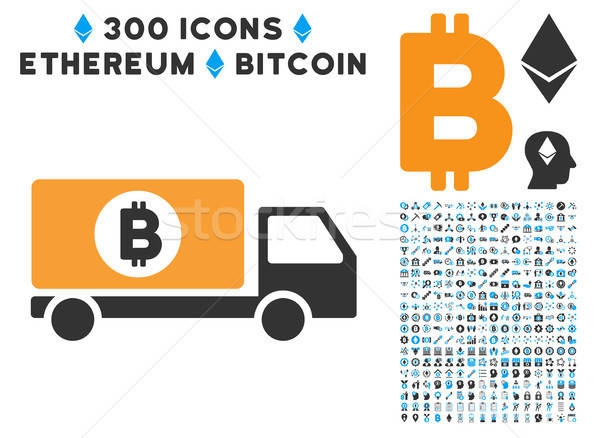 Bitcoin Delivery Lorry Flat Icon with Clip Art Stock photo © ahasoft