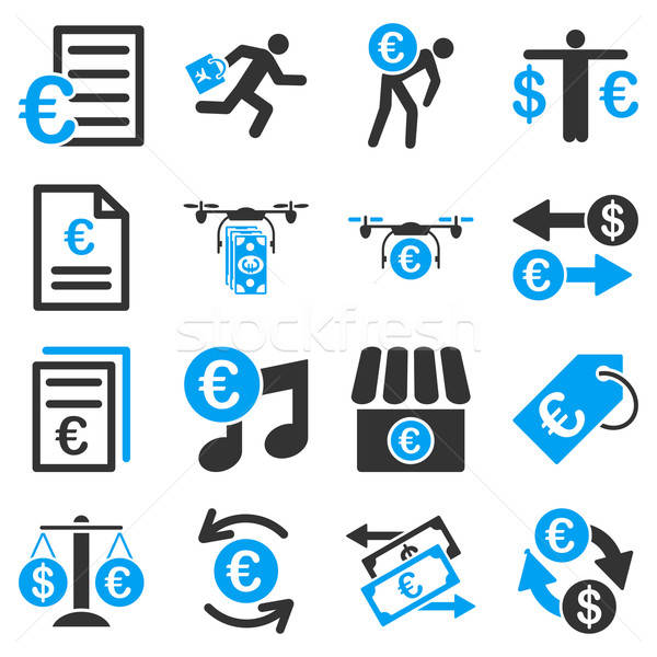 Euro bancaire business dienst tools iconen Stockfoto © ahasoft