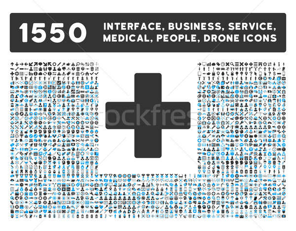 Plus Icon and More Interface, Business, Tools, People, Medical, Awards Flat Glyph Icons Stock photo © ahasoft