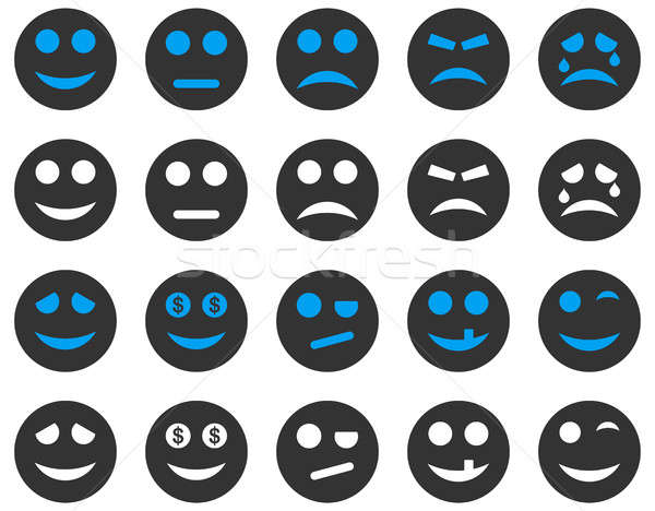 Lächeln Emotion Symbole Set Stil Bilder Stock foto © ahasoft
