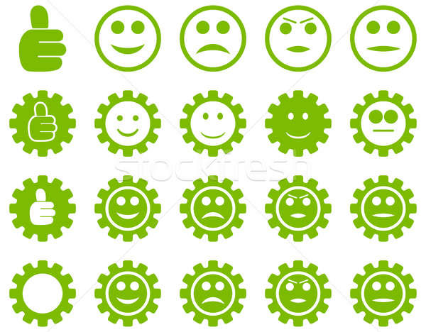 Einstellungen Lächeln Zahnräder Symbole Set Stil Stock foto © ahasoft