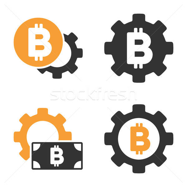 Stockfoto: Bitcoin · versnelling · vector · stijl · business