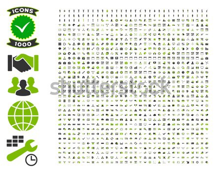 999 tools, gears, smiles, map markers, mobile icons. Stock photo © ahasoft