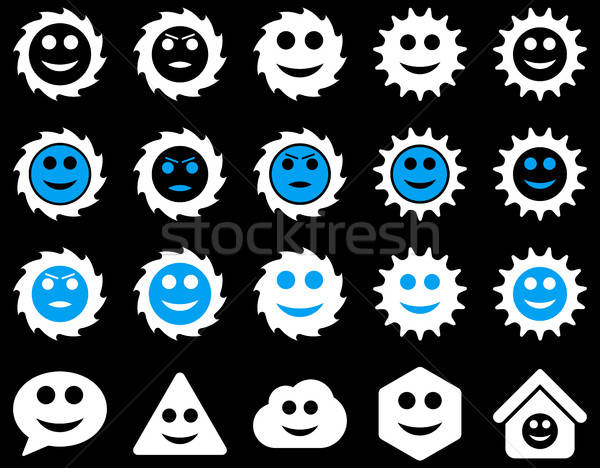 Stockfoto: Tools · versnellingen · glimlacht · emoties · iconen · vector