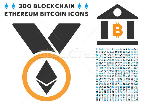 Ethereum Award Medal Flat Icon with Set Stock photo © ahasoft