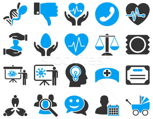 Médico ícones azul cinza Foto stock © ahasoft